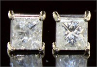 14kt Gold Princess Cut 2.16 ct Diamond Earrings