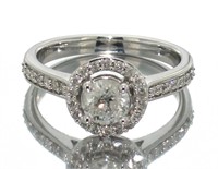 14kt Gold Brilliant 1.00 ct Diamond Halo Ring