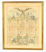 Framed Certificate Soldiers Memorial 1864