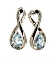 Genuine Pear Cut Blue Topaz Leverback Earrings