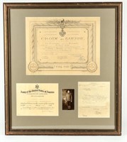 Framed Certificates Hubert E. Wade World War I