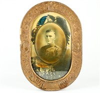 Framed Photograph Uniformed Soldier Circa WWI