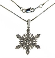 Beautiful Large Diamond Snowflake Necklace