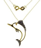 Genuine 1/4 ct Diamond Dolphin Necklace