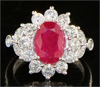 14kt Gold 3.21 ct Oval Ruby & Diamond Ring