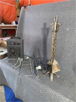 Electric heater, fireplace tools, miscellaneous