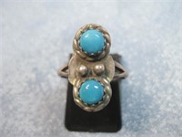 Vintage 2-Stone Turquoise SW Ring