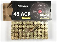 45 ACP, 50rd box, Monarch, 230gr, brass case full