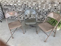 3 metal folding chairs