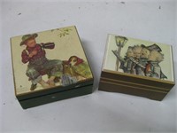 Two Vintage Wood Music Boxes Untested