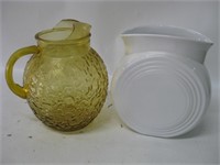 8" Tall Fiesta Ware Vase & Vintage Glass Pitcher