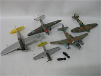 Assorted Model Airplanes As Shown 10" Wide Largest