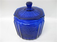 7" Tall Cobalt Blue Glass Jar W/Lid