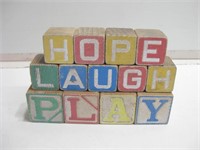 Vintage Wood Toy Block Sayings