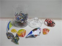 8" Tall Glass Candy Dish W/ Broken Glass Shards
