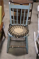 ANTIQUE PAINTED PRESSBACK CHAIR