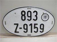 14" x 8" Vintage Metal Germany License Plate