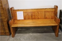 ANTIQUE CARVED WOODEN CHURCH BENCH 59"X20"X37"