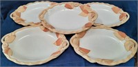 11 - 5 SIGNED GLAZED CLAY SERVING PLATES
