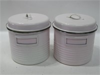 2 Typhoon Vtg Style Kitchen Enamelware Canisters