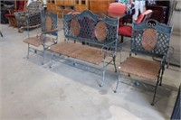 METAL FRAME PATIO LOVE SEAT AND TWO ARM CHAIRS