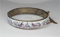 Hand painted Persian silver bangle bracelet
