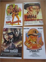 4 Mini affiches de film Western, 4'' x 6''