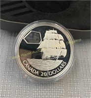 2001 Canada 20 dollar 92.5 silver proof coin with