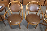 TWO BENTWOOD ARM CHAIRS WITH ORIGINAL UPHOLSTERY