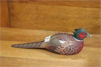 CARVED WOODEN RING-NECKED PHEASANT