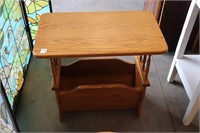 WOODEN SIDETABLE WITH MAGAZINE RACK 24"X14"X23"