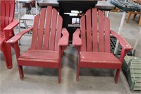 TWO WOODEN PATIO CHAIRS