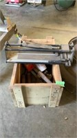 Wooden crate and contents