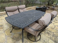 Metal patio table with chairs