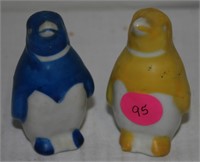 ANTIQUE BLUE AND YELLOW CEREMIC PENGUIN S/P