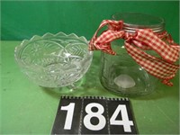 Glass Jar & Footed Bowl
