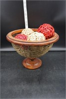 Wicker & Wooden Decorative Bowl
