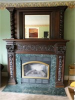 ANTIQUE CARVED FIREPLACE MANTLE