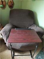 DISTRESSED ROCKER RECLINER AND TV TABLE