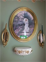 OVAL PICTURE, CANDLE SCONES, WALL POCKET
