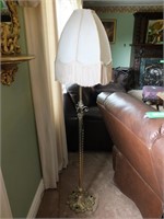 ANTIQUE FLOOR LAMP W/ CRYSTAL PULLS