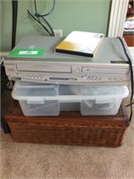 VCR/DVD PLAYER AND WICKER BOX