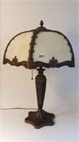 ANTIQUE CARAMEL SLAG GLASS TABLE LAMP