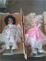 TWO LITTLE JEWEL 10" PORCELAIN DOLLS NIB