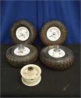 2 Pair Hand Truck Tires with Wheels