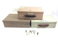 3 Personal Jewelry Lock Boxes w/ Keys