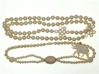 2 Fine Bone or Ivory Necklaces & Pendant