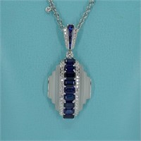 18Kt white gold Octagon sapphire necklace