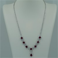 18kt white gold ruby and diamond necklace