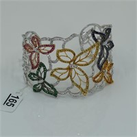 JYE 18kt white gold large butterfly cuff bracelet